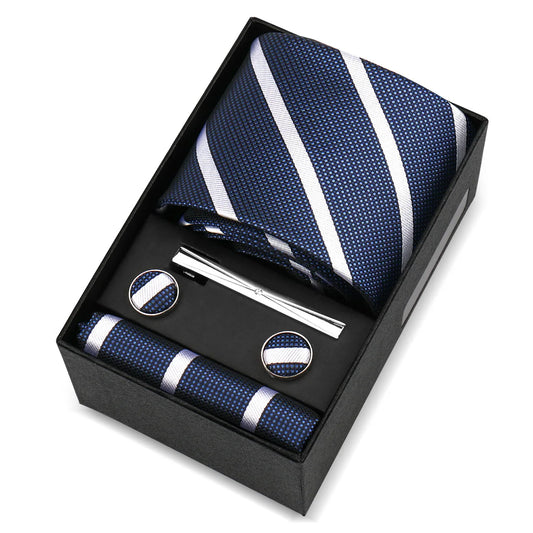 d’Harcourt - Classic Navy & White Striped Tie