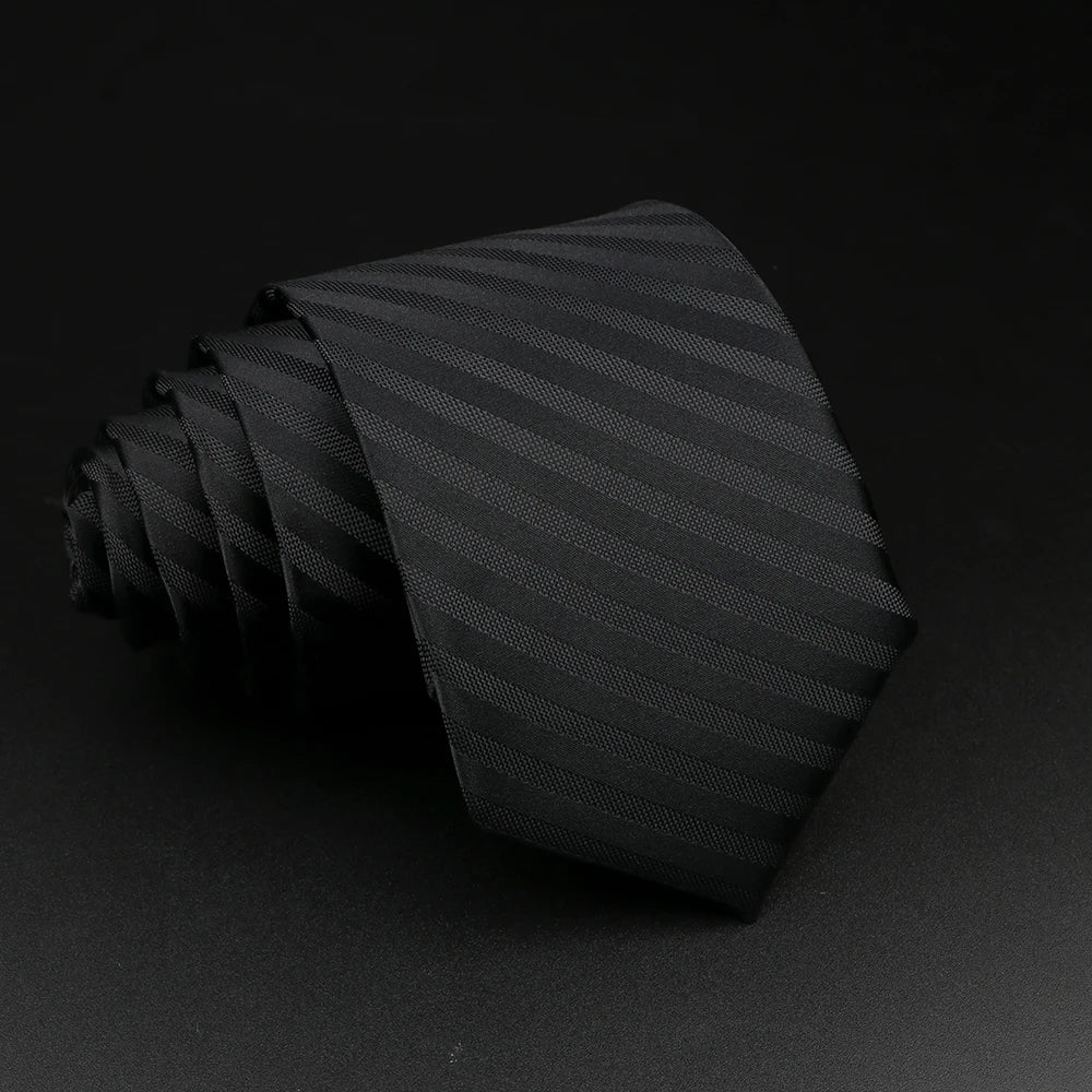 Ainsworth - Solid Black Tone-on-Tone Striped Tie
