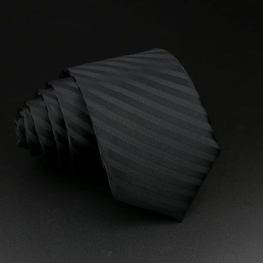 Ainsworth - Solid Black Tone-on-Tone Striped Tie