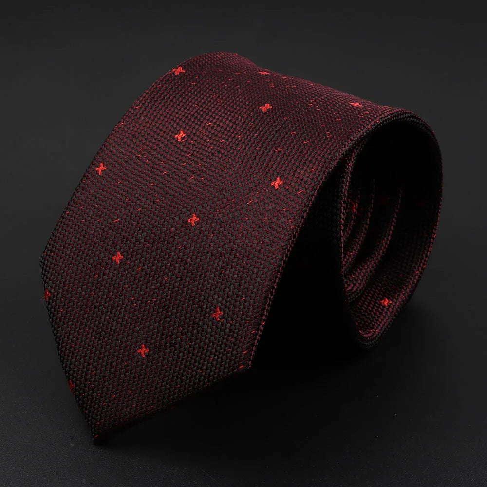 d’Argouges - Burgundy Tie with Red Micro Motif – Deep Sophistication