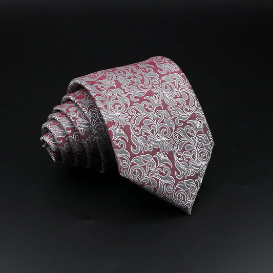 Bourbonnais - Burgundy & Silver Baroque Tie
