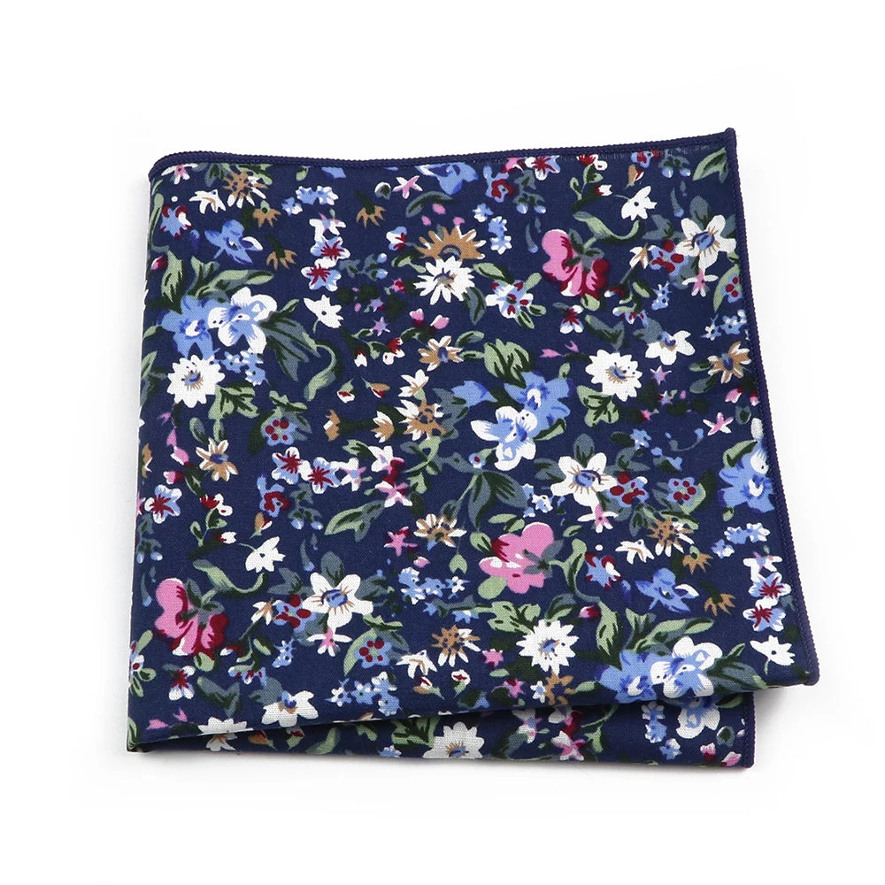 Talisman Pocket Square – Midnight Garden Floral Cotton Pocket Square