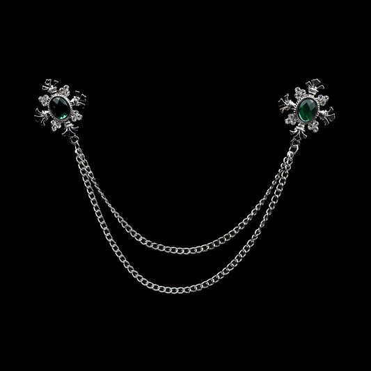 Talisman Brooch - Silver Emerald Regal Fleur