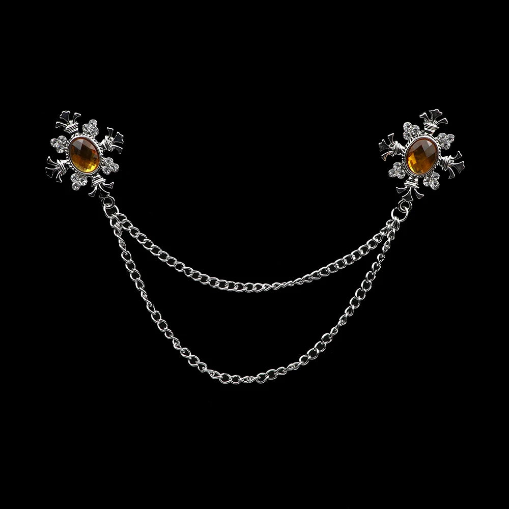 Talisman Brooch - Silver Amber Regal Fleur