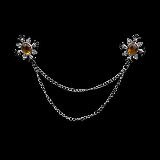 Talisman Brooch - Silver Amber Regal Fleur
