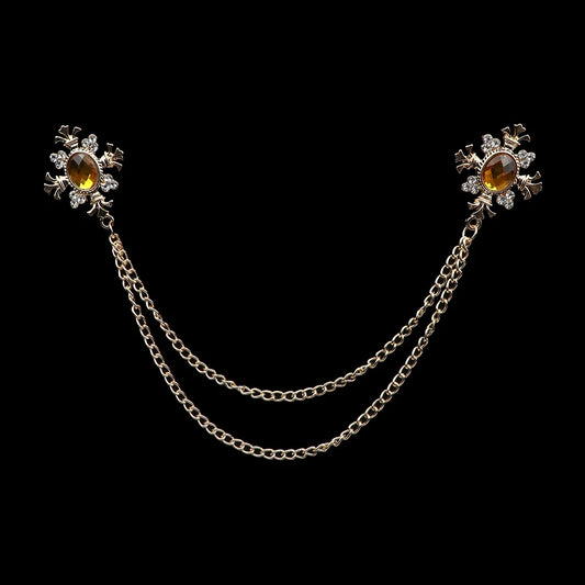 Talisman Brooch - Gold Amber Regal Fleur