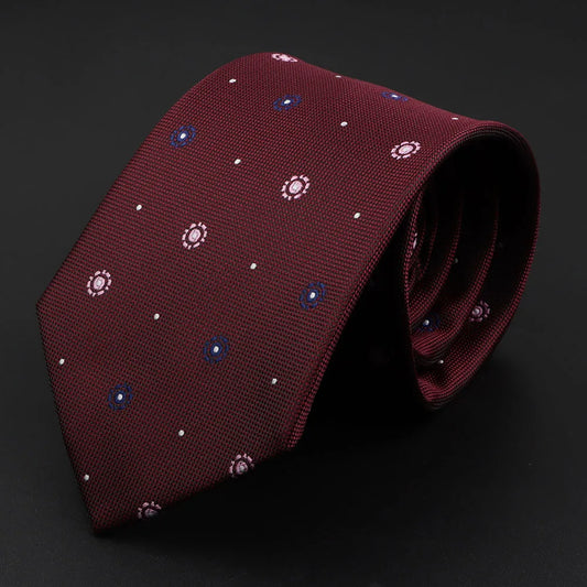Montgommery - Burgundy Tie with Blue and Pink Floral Dots – Classic Detail