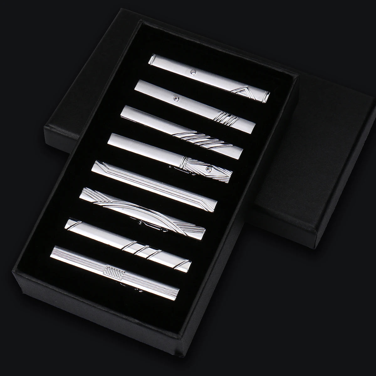 Talisman Tie Clip Set - Silver Current
