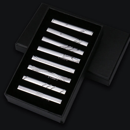 Talisman Tie Clip Set - Silver Current