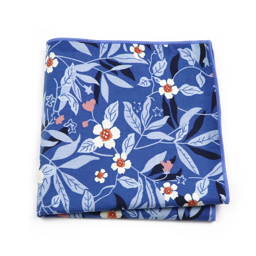 Talisman Pocket Square – Royal Blue Blossom Cotton Pocket Square