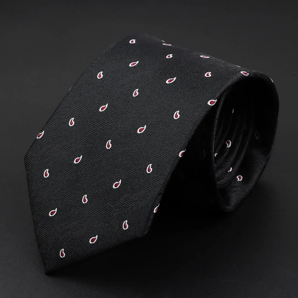 Duquesne - Black Tie with Mini Red Paisley Print – Sharp Sophistication