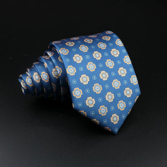 Clermont - Blue and Gold Floral Motif Necktie