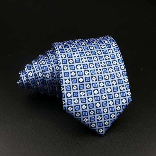 Durfort - Royal Blue and White Diamond Patterned Necktie