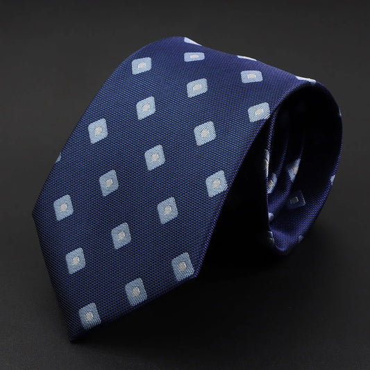Charette - Navy Tie with Light Blue Square Pattern – Subtle Sophistication