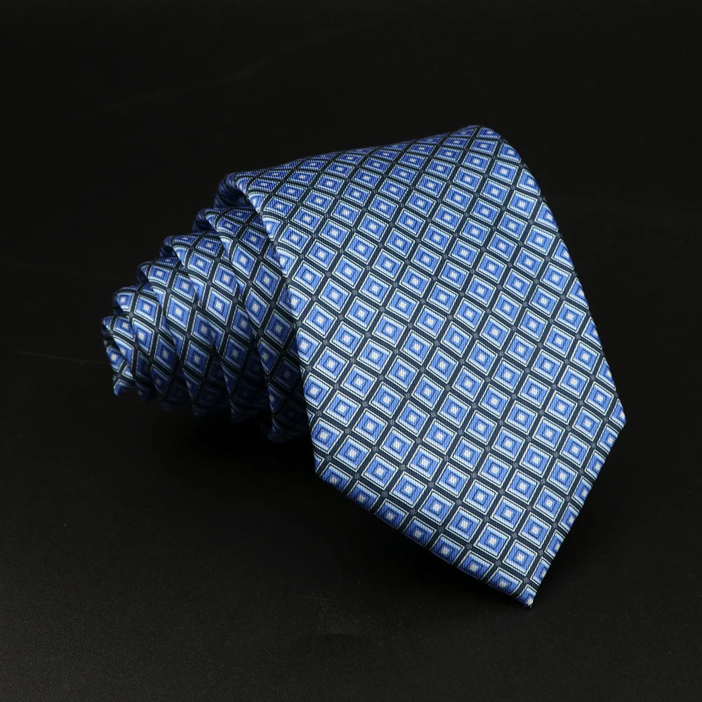 Fieschi - Light Blue Diamond Grid Tie