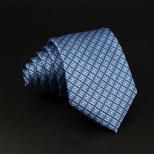 Fieschi - Light Blue Diamond Grid Tie