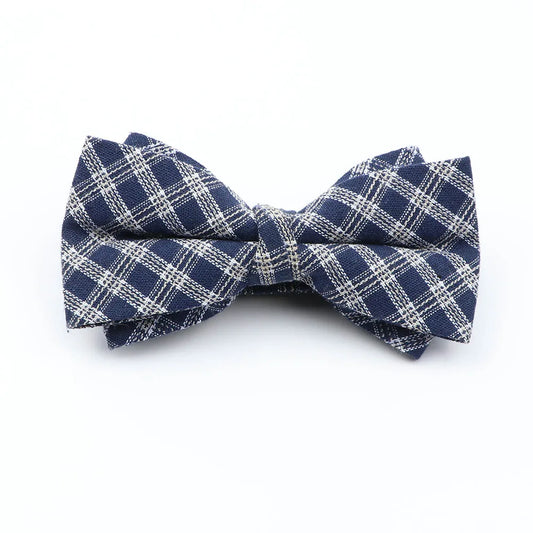 Hurtado - Navy & White Plaid Bow Tie