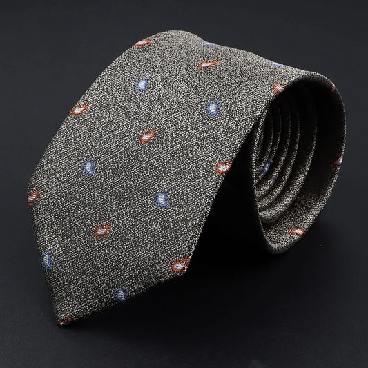Duquesne - Textured Grey Tie with Mini Paisley Pattern – Subtle Sophistication
