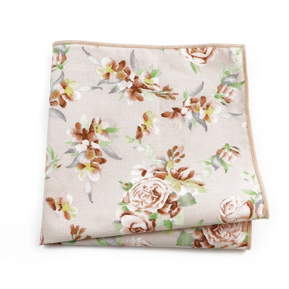 Talisman Pocket Square – Mocha Rose Floral Cotton Pocket Square