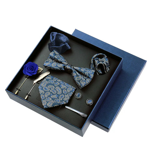 Escobedo - Talisman Tie Set – Navy Gold Paisley Luxury Set