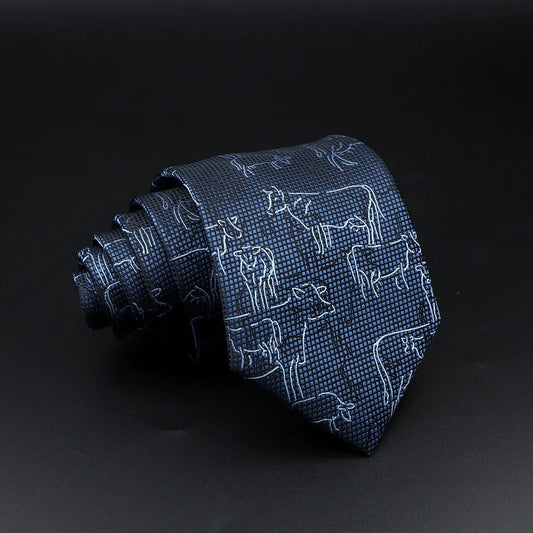 Beltrán - Abstract Cow Pattern Navy Tie