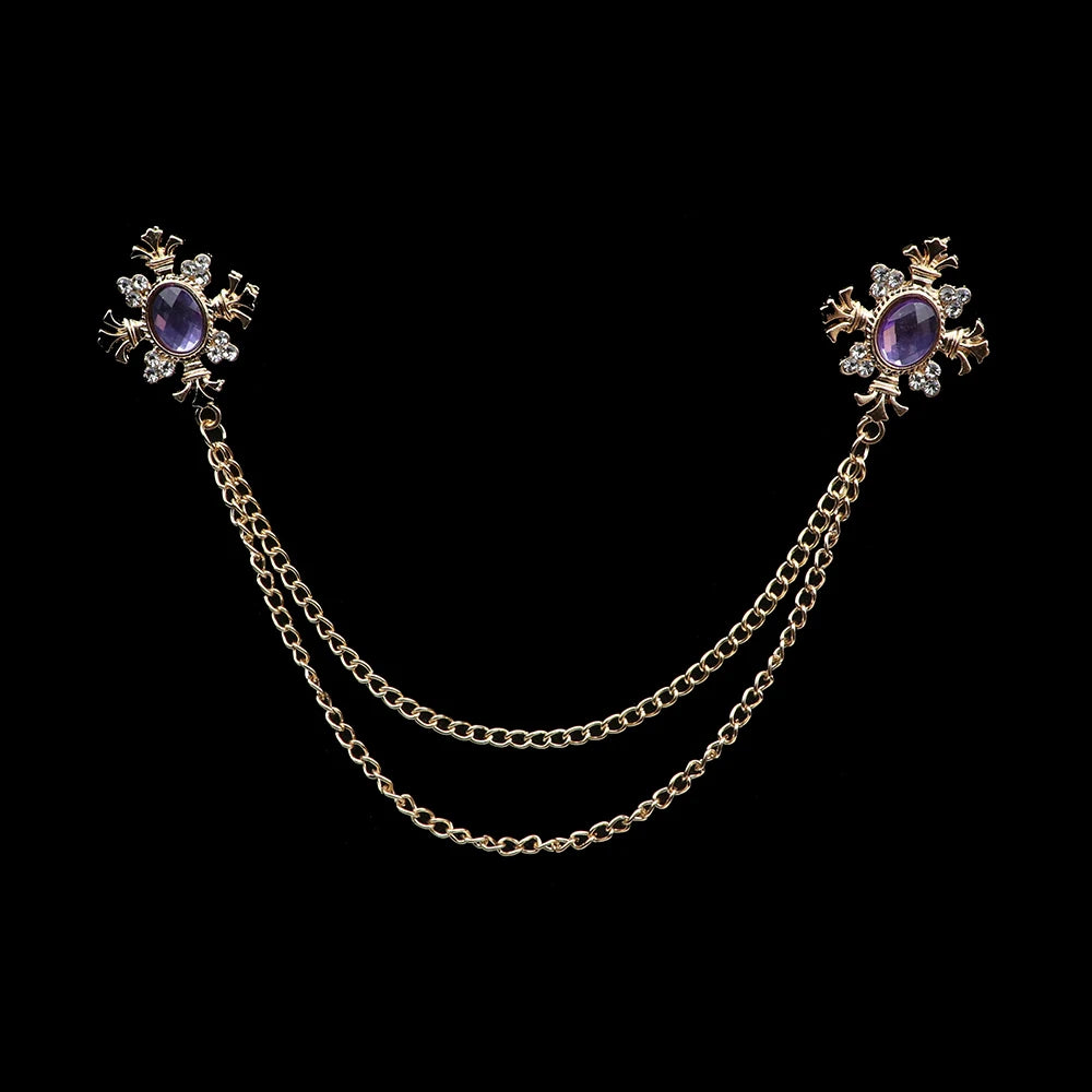 Talisman Brooch - Gold Amethyst Regal Fleur