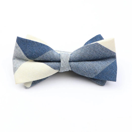 Harington - Blue & Ivory Geometric Bow Tie