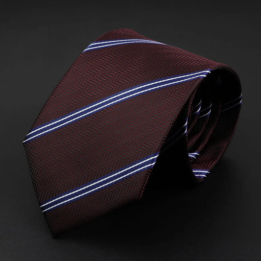 Bouthillier - Burgundy Tie with Blue & White Stripes – Classic Power Look