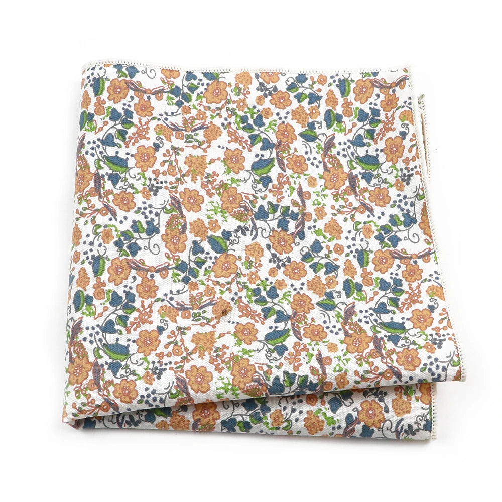 Talisman Pocket Square – Copper Vine Floral Cotton Pocket Square