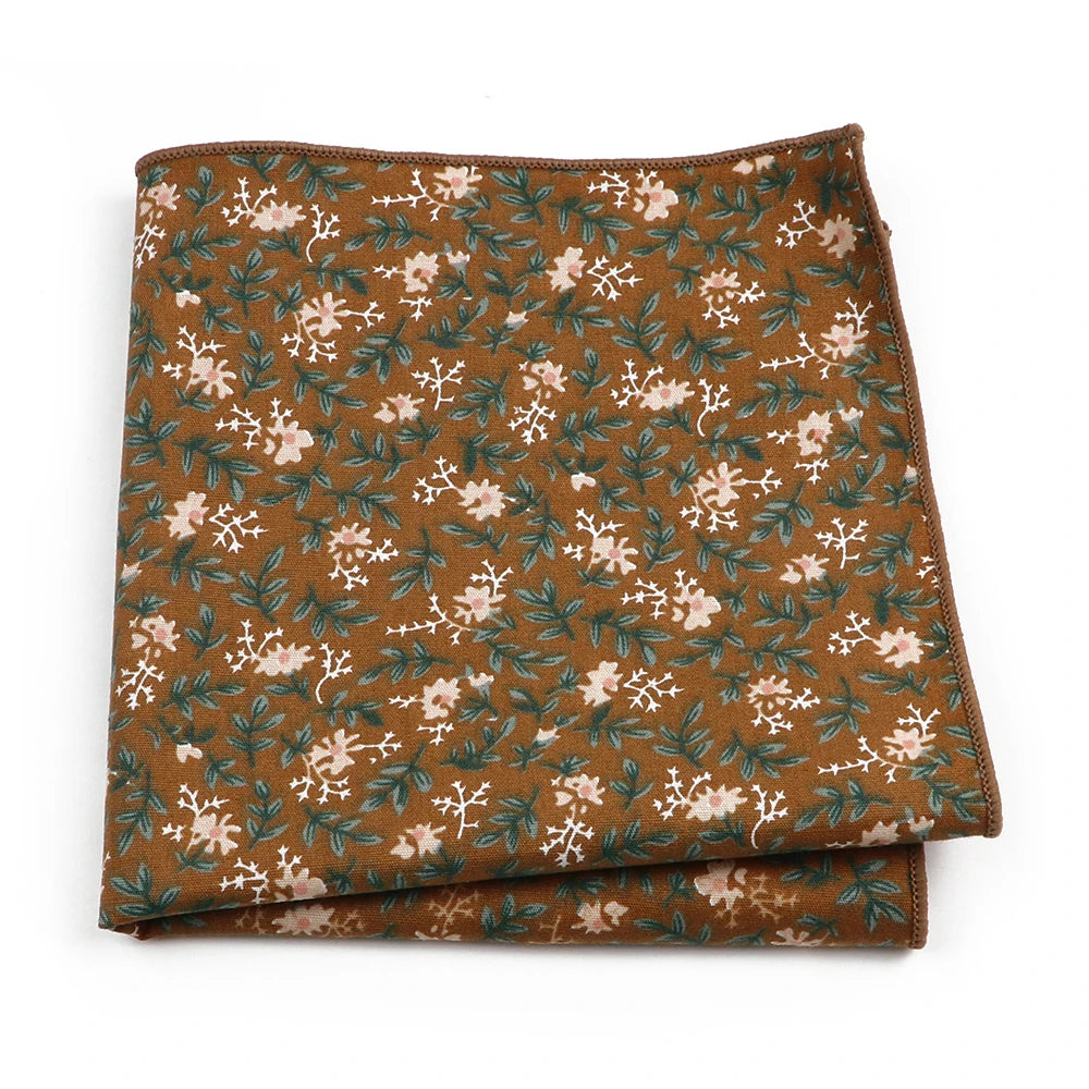 Talisman Pocket Square – Chestnut Fern Floral Cotton Pocket Square