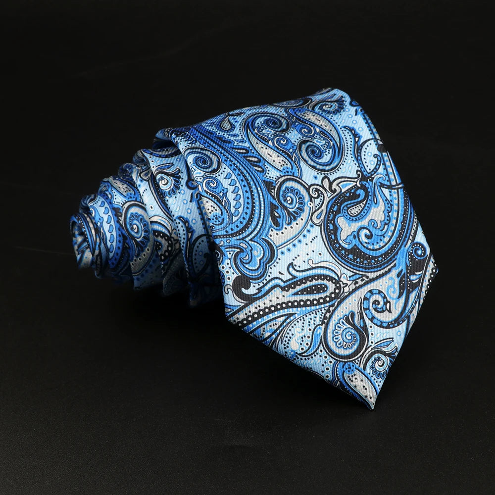 Medolago - Ice Blue Paisley Cascade Tie