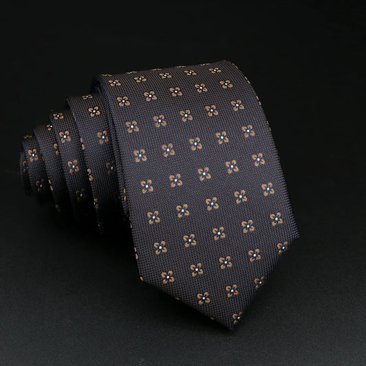 Clisson - Brown & Navy Geometric Floral Tie