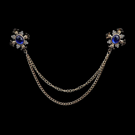 Talisman Brooch - Gold Sapphire Regal Fleur