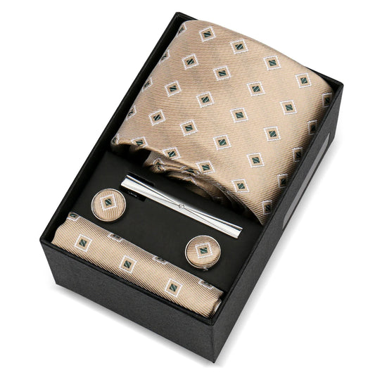 d’Orléans - Classic Beige Geometric Pattern Tie
