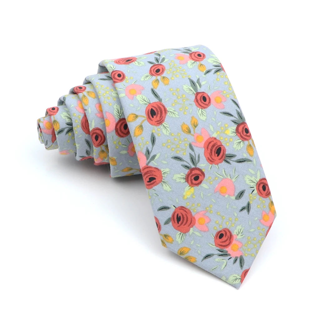 Thornfield - Grey Coral Rose Tie