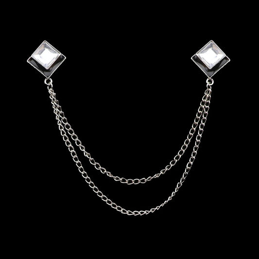 Talisman Brooch – Silver Crystal Duet