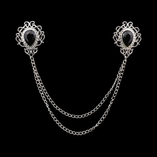 Talisman Brooch - Silver Onyx Filigree Heart