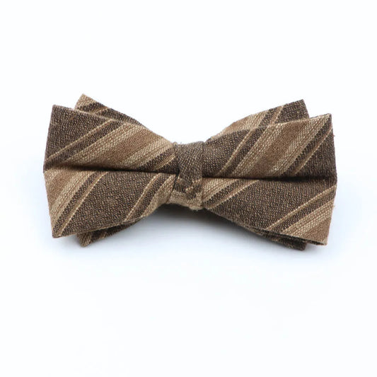Lancaster - Brown & Tan Striped Bow Tie