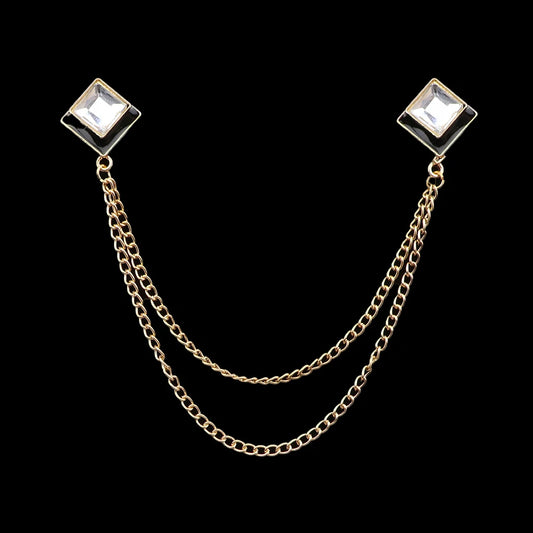 Talisman Brooch – Gilded Crystal Duet