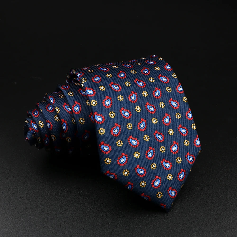 Castellane - Navy Blue Paisley and Floral Patterned Necktie
