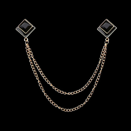 Talisman Brooch – Gilded Onyx Duet