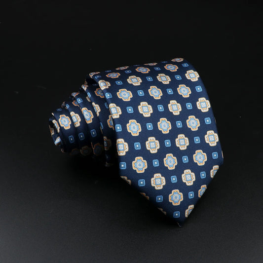 Clermont - Classic Navy Blue Geometric Pattern Necktie