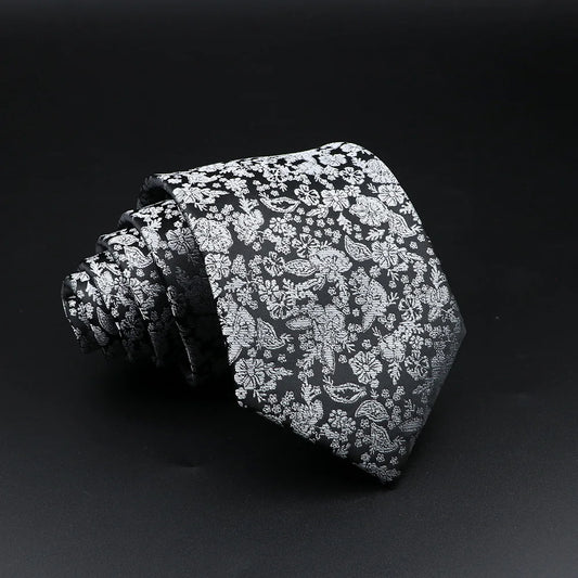 Fairfax - Silver Floral Brocade Tie