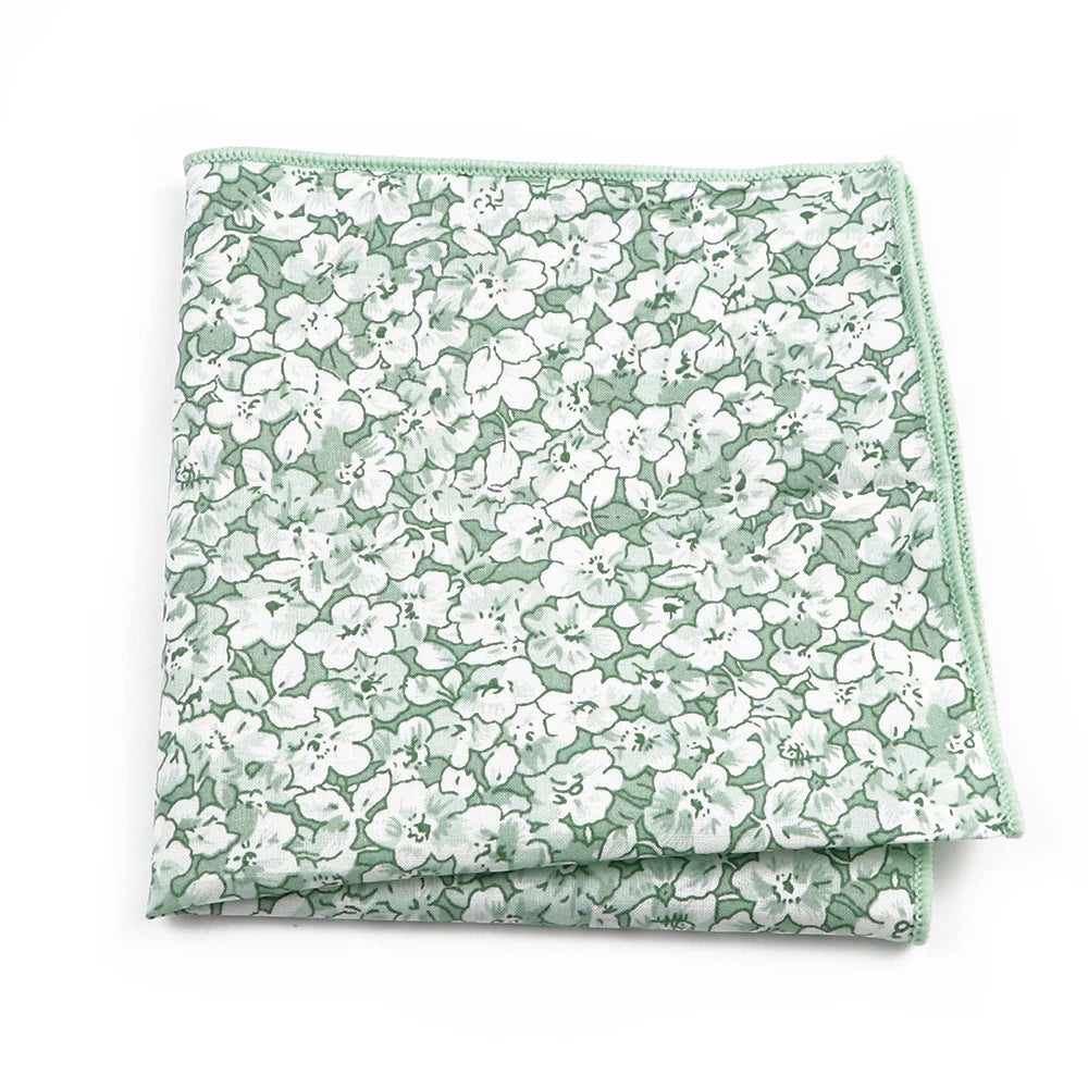 Talisman Pocket Square – Mint Blossom Floral Cotton Pocket Square