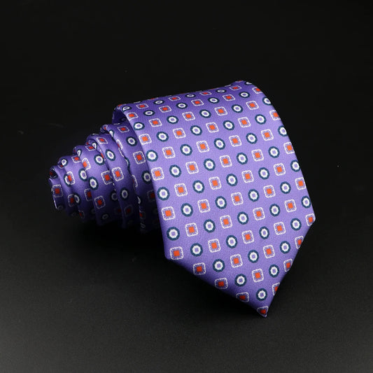 Boufflers - Purple and Orange Geometric Patterned Necktie