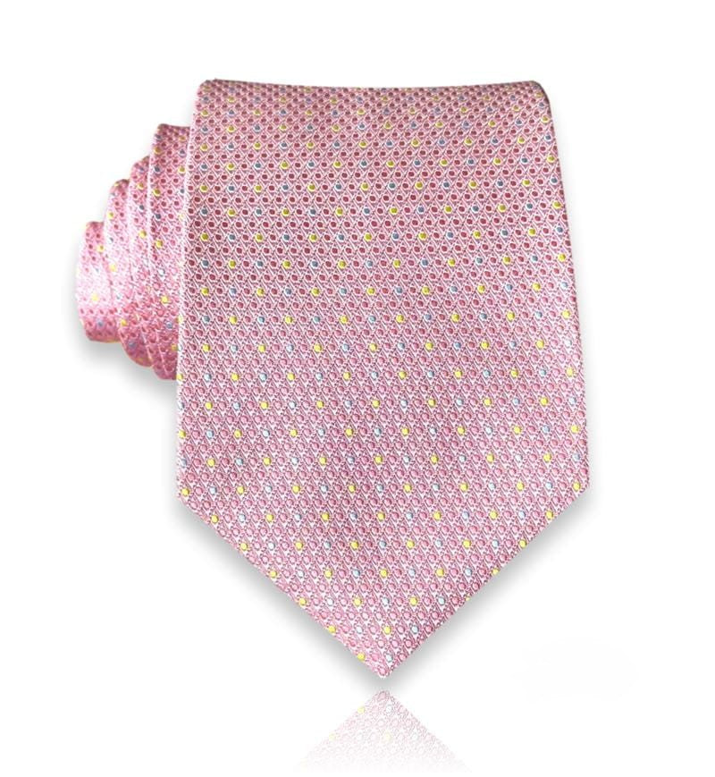 Cabrera - Pink Silk Tie with Mini Geometric Pattern – Bright Sophistication with European Craftsmanship