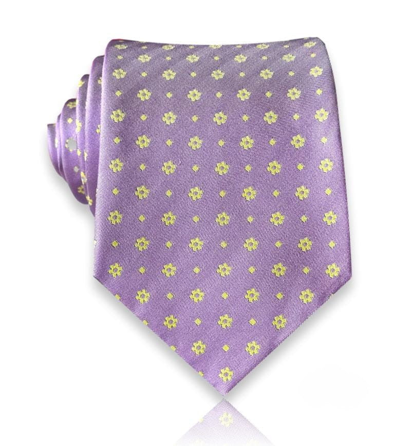 Camoys - Lilac Silk Tie with Yellow Floral Dots – Playful Charm with Timeless European Elegance