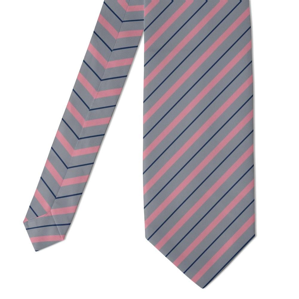 Talleyrand - Grey & Pink Regimental Stripe Necktie – Spring Poise