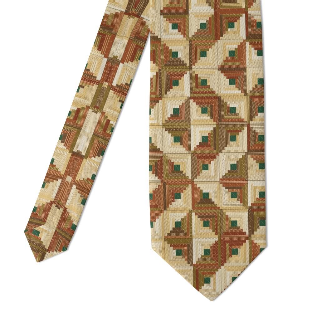 Rosenvinge - Rust & Mustard Log Cabin Quilt Tie – Harvest Barn