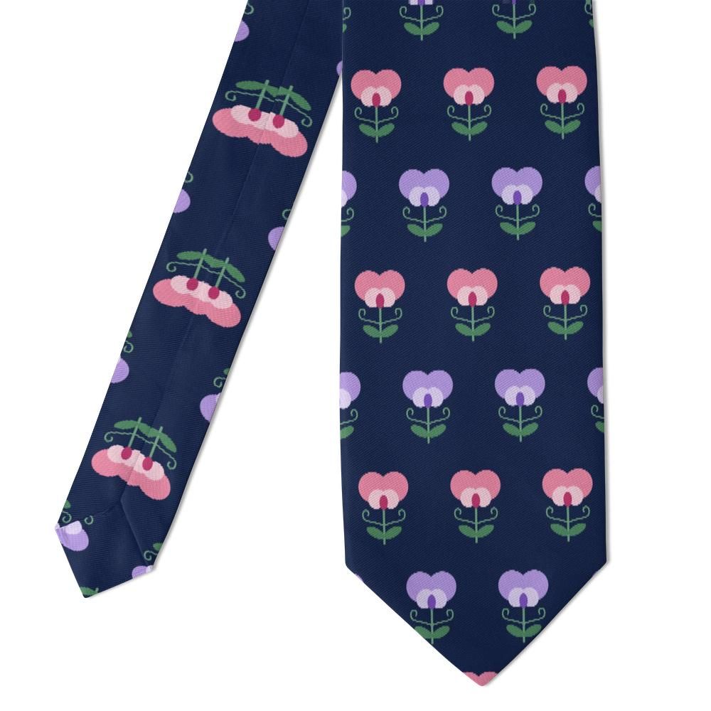 Thurn - Navy & Pink Sweet Pea Tie – Cottage Fence